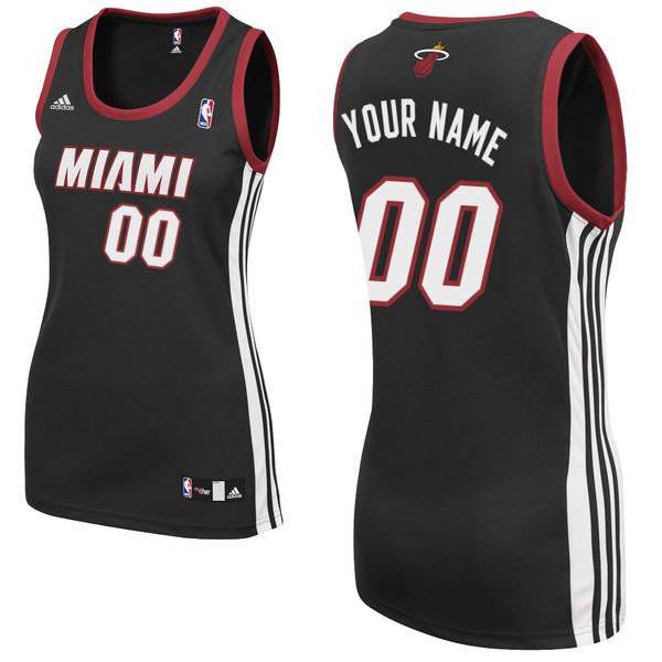 Adidas Miami Heat Women Custom Replica Road Black NBA Jersey->->Custom Jersey